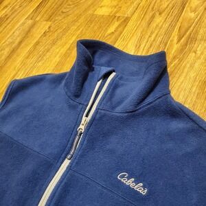 Cabela's Vest Jacket Men XL Blue Fleece Full Zip Sleeveless Outdoor‎ Hiking